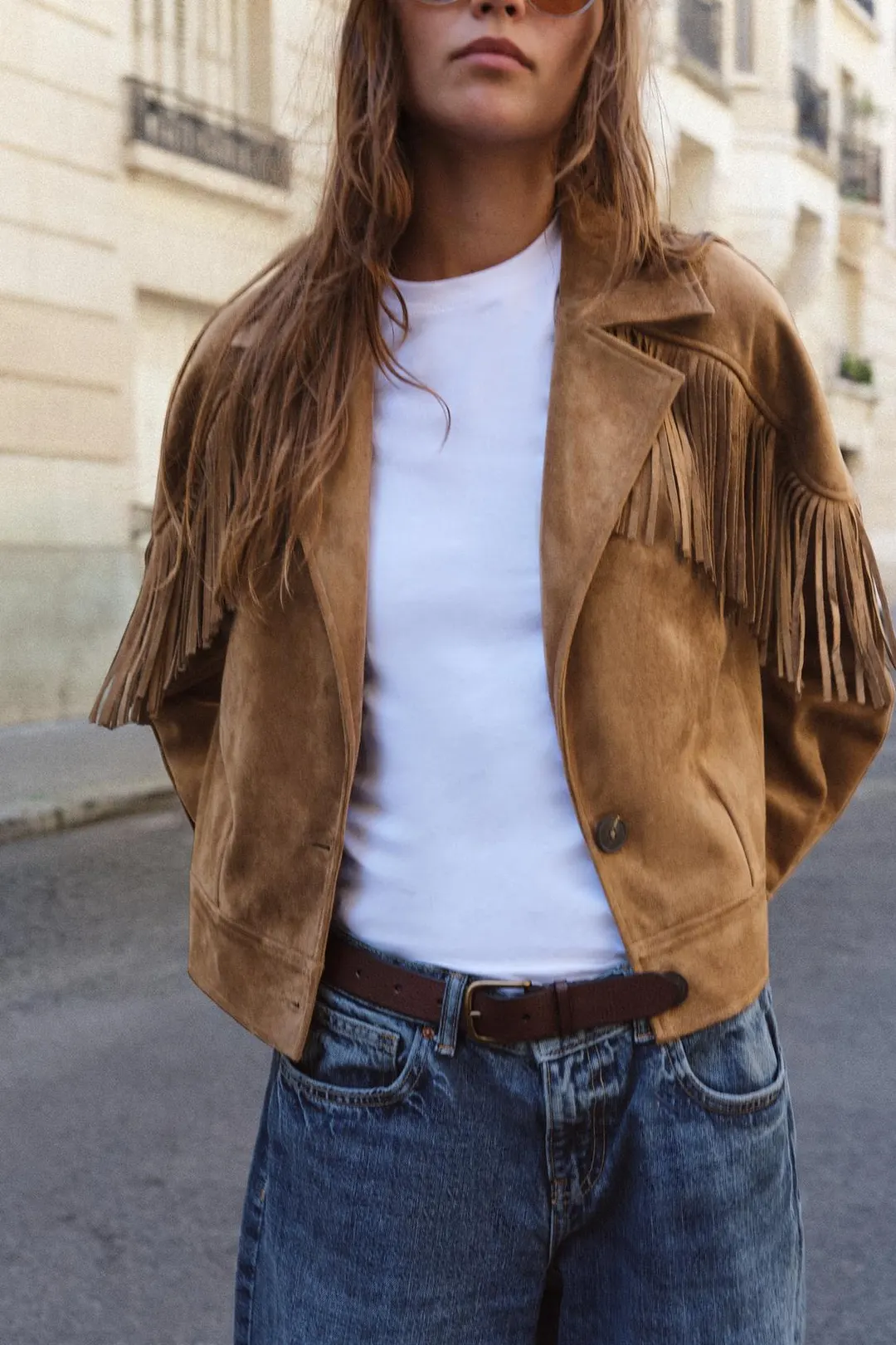 Куртка под замшу с бахромой, Zara
