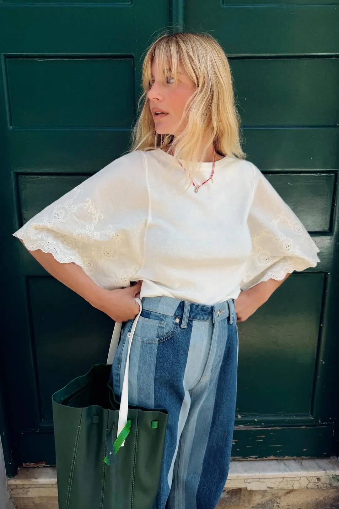 Футболка комбинированная с вышивкой, Zara