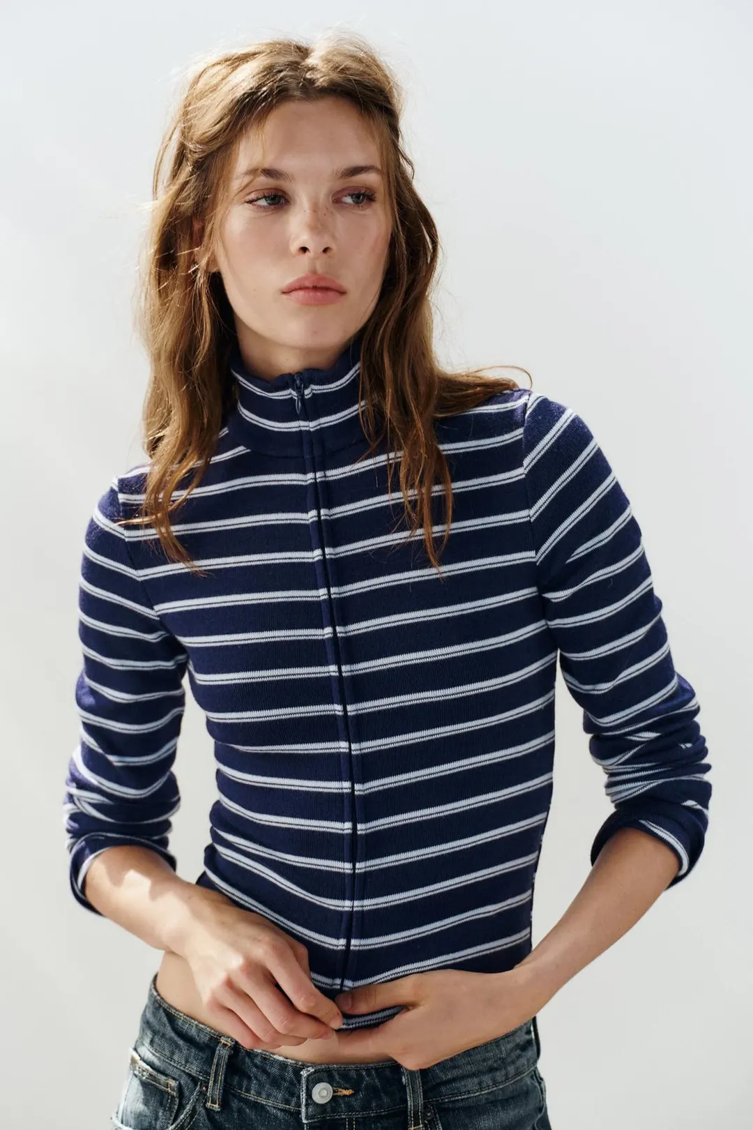Куртка в полоску на молнии, Zara