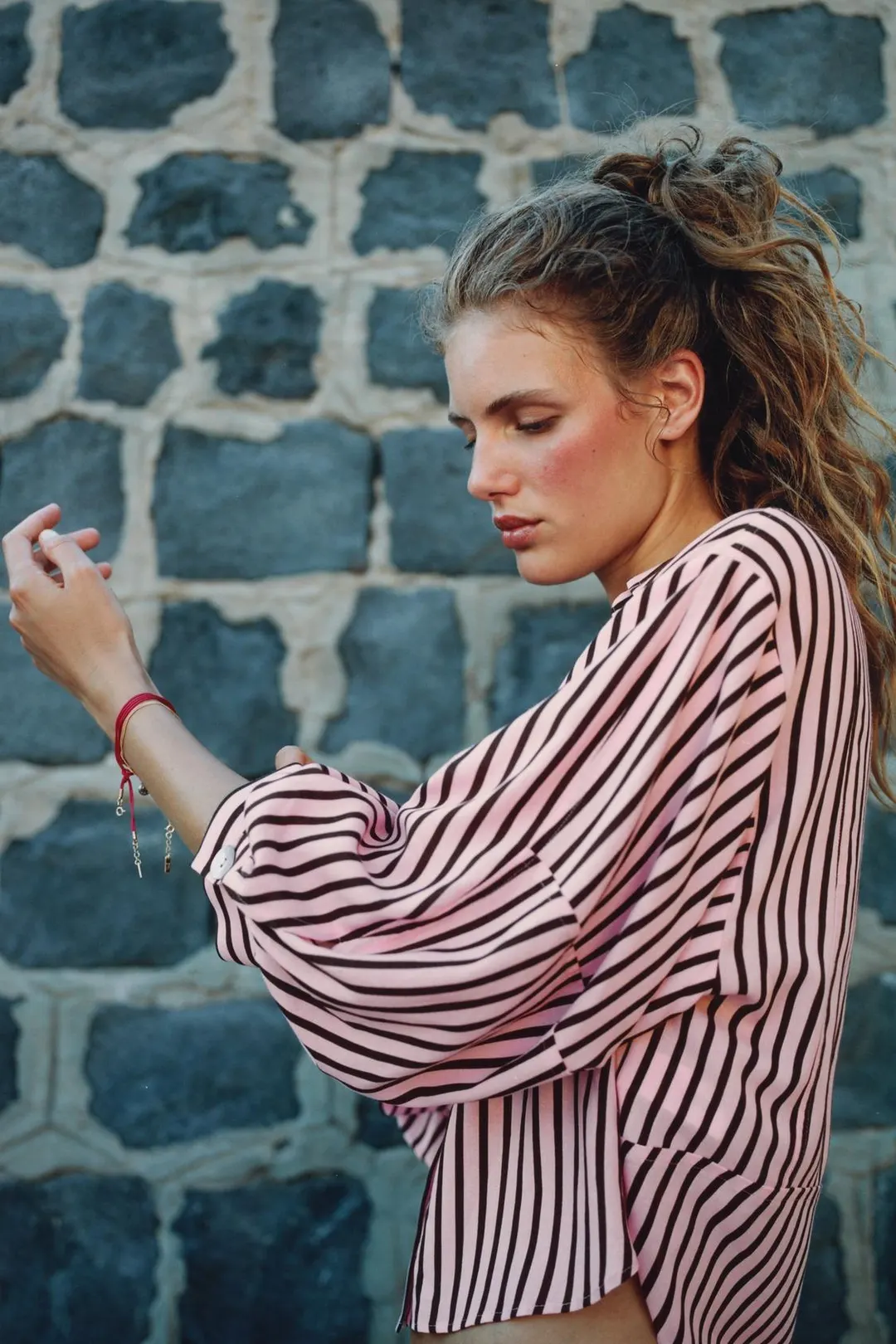 Рубашка в полоску с пышными рукавами, Zara