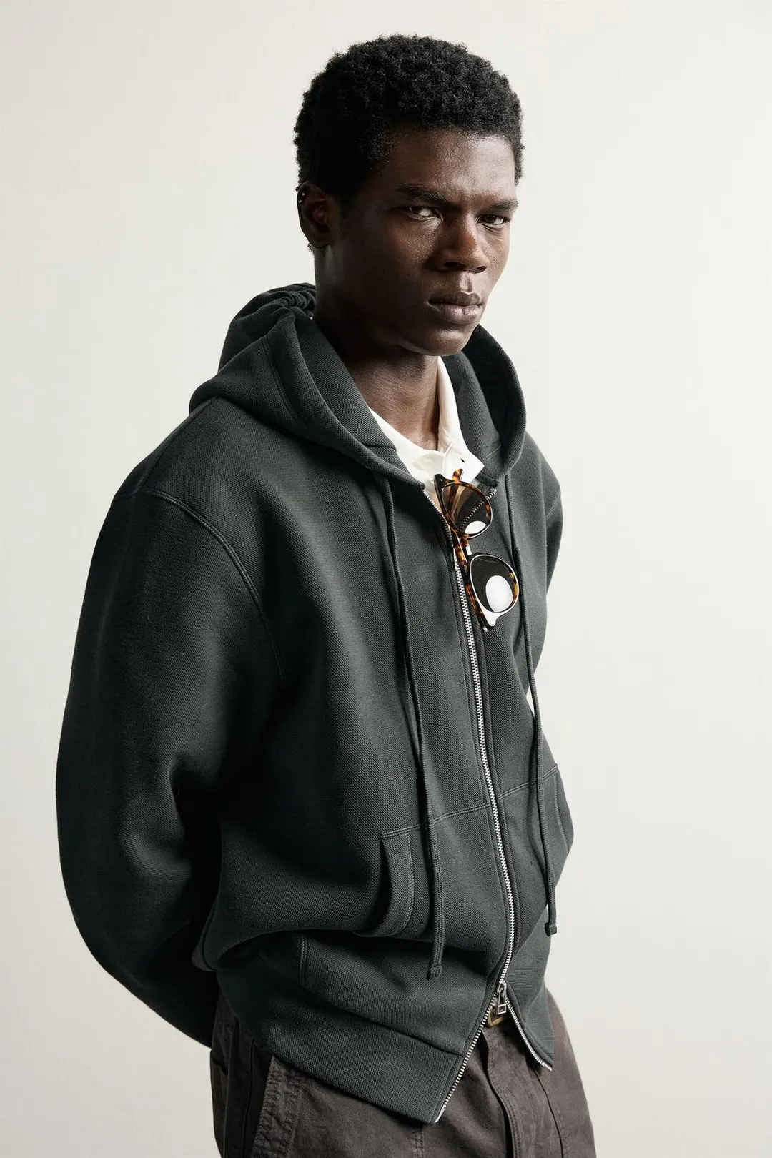 Худи из контрастного пике, Zara