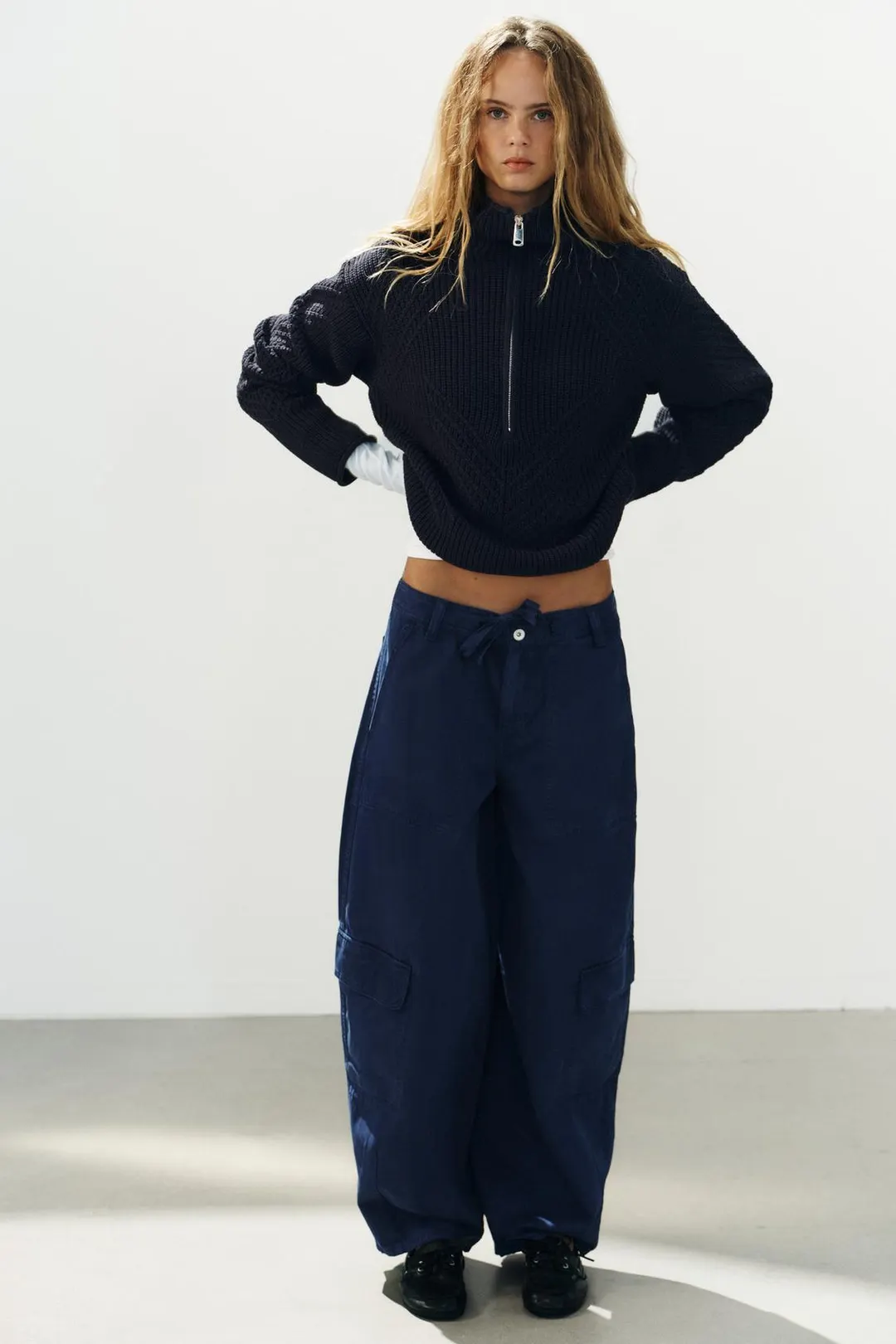 Брюки карго оверсайз с принтом, Zara