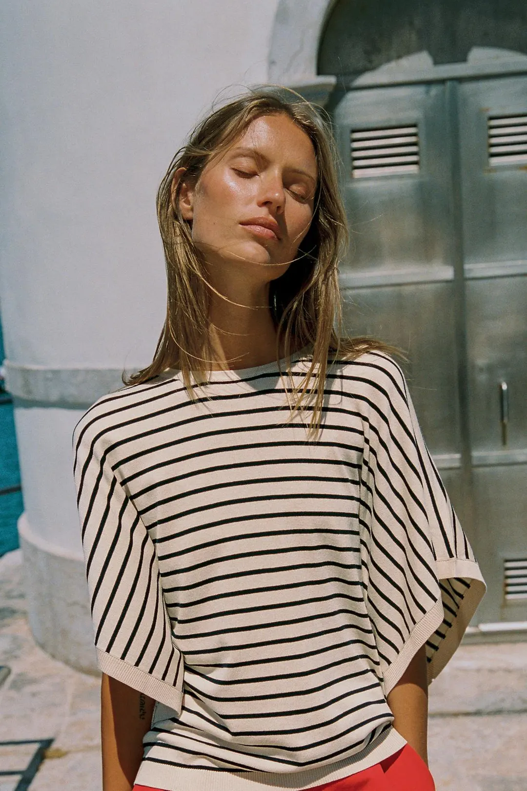 Широкий вязаный топ с короткими рукавами, Zara