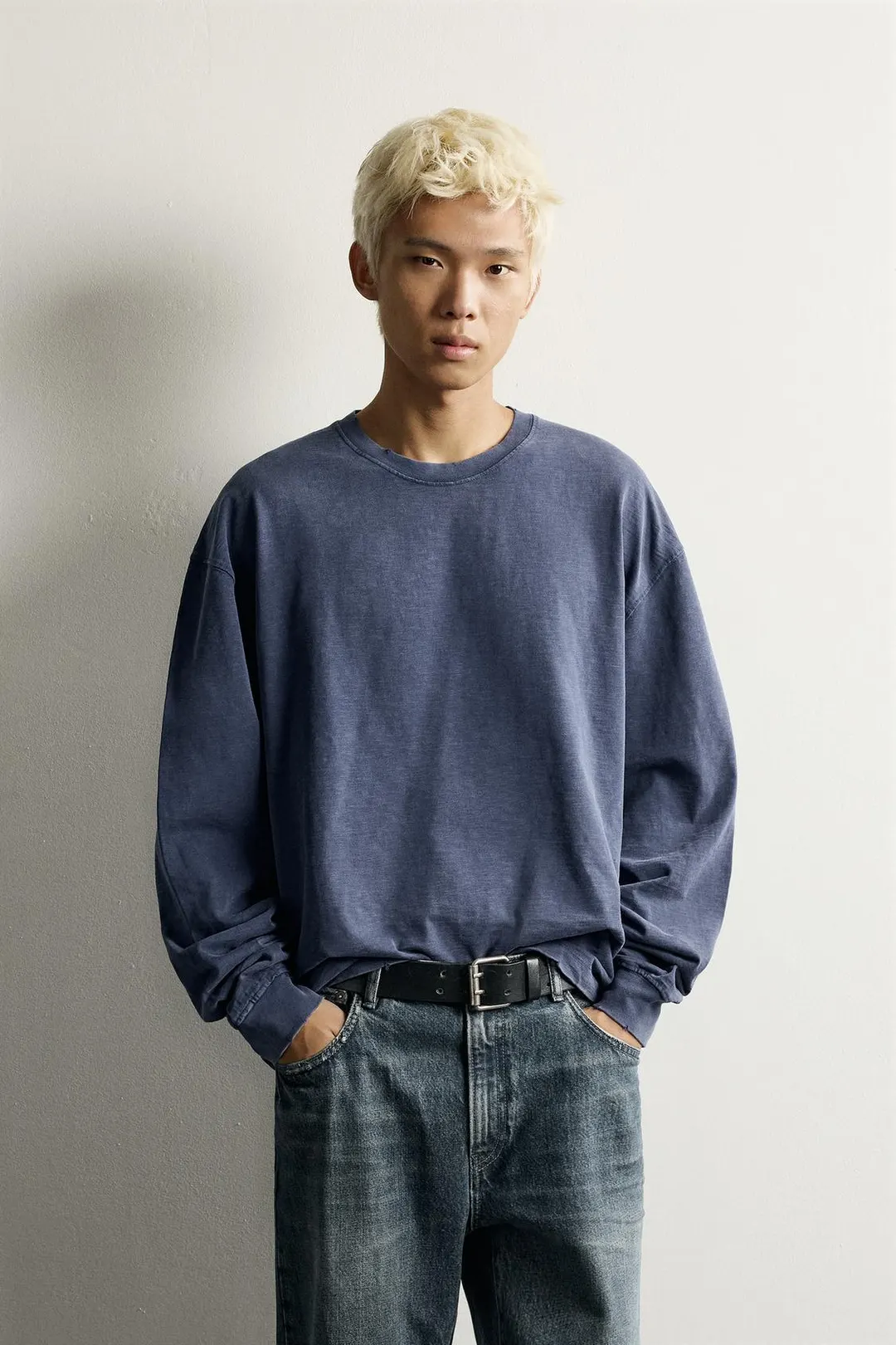 Футболка вареная из меланжевого трикотажа relaxed fit, Zara