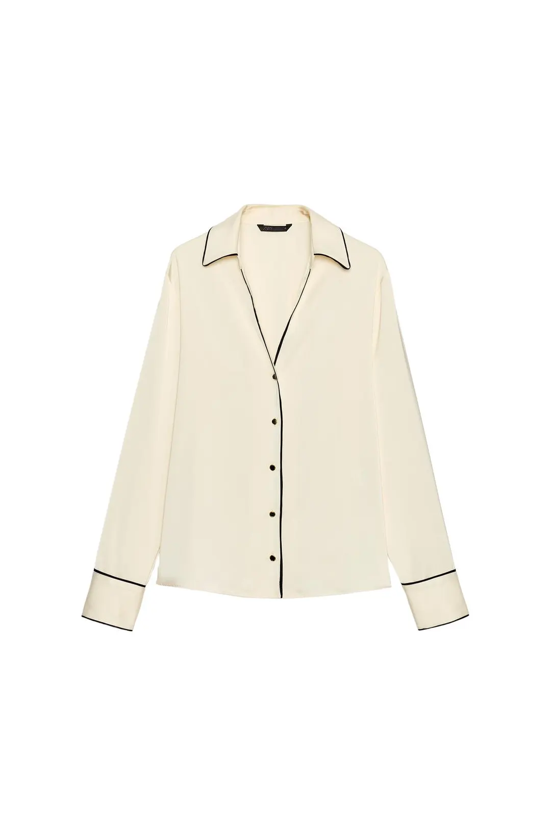 Атласная рубашка с контрастным кантом, Zara