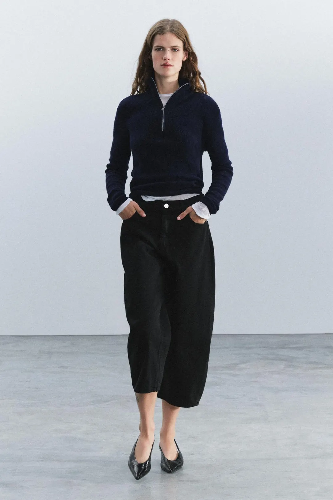 Джинсы-капри баллоны ZW Collection со средней посадкой, Zara