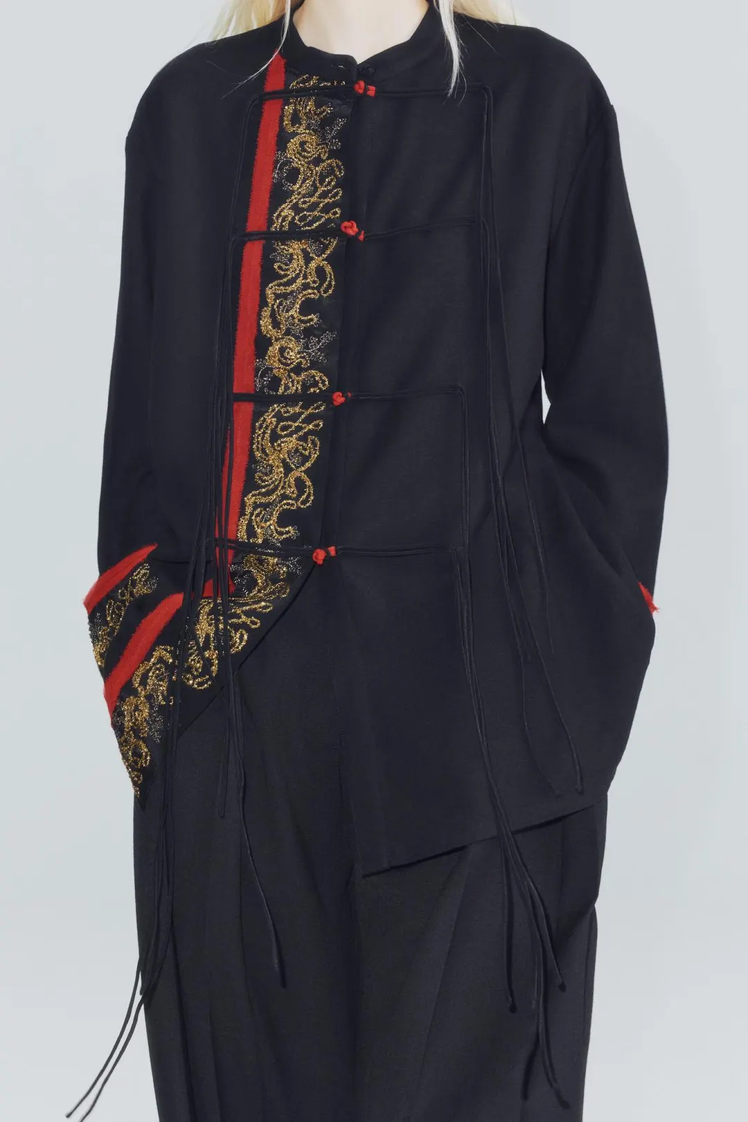 Рубашка удлиненная комбинированная с вышивкой и бисером ZW Collection, Zara
