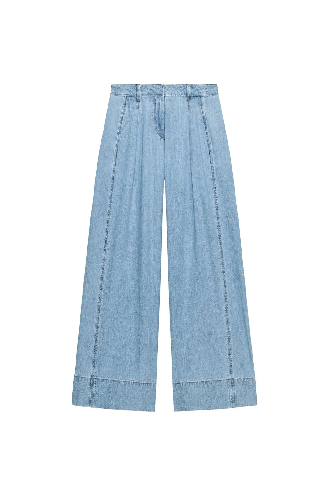 Джинсы широкие с высокой посадкой и складками Z1975, Zara