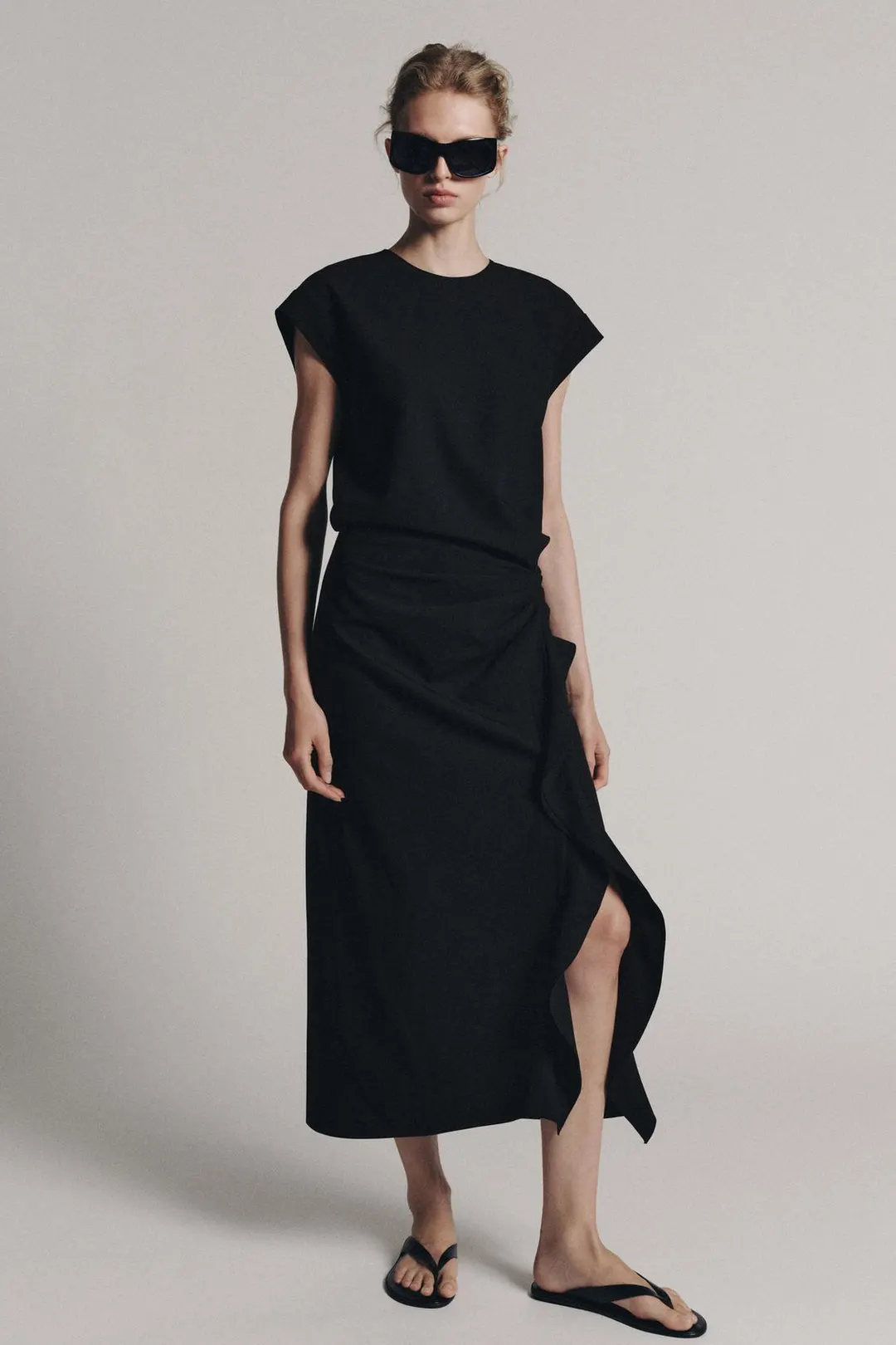 Платье миди с драпировкой ZW Collection, Zara