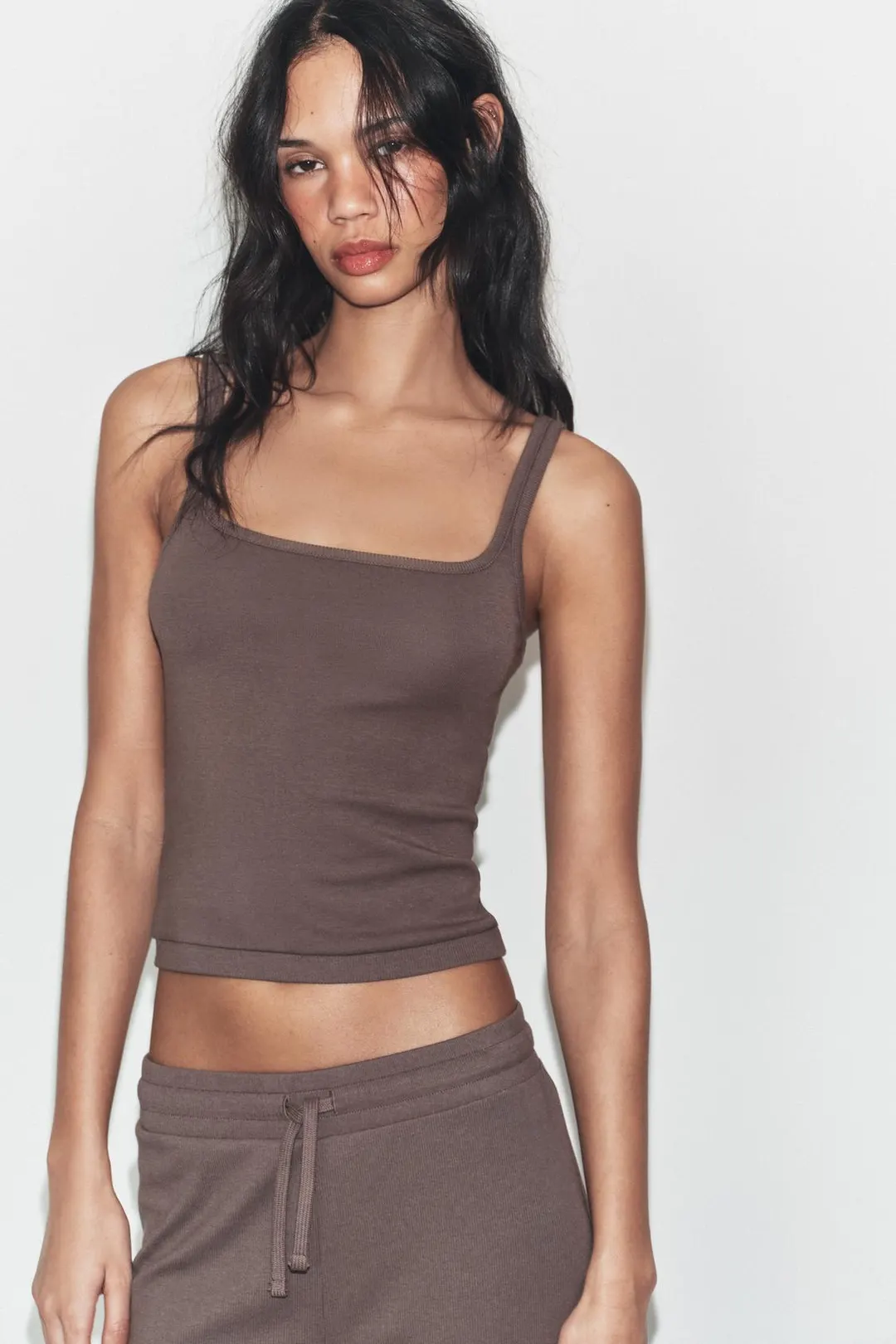 Топ на бретелях из хлопка и модала, Zara