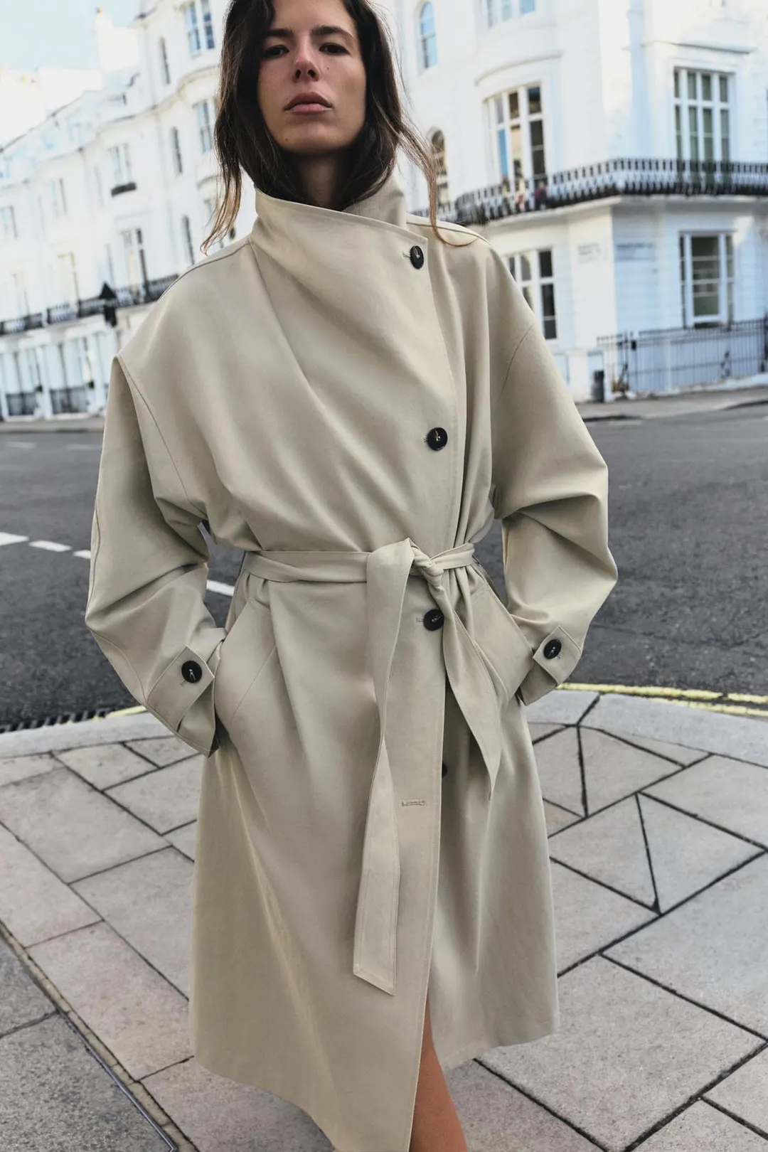Тренч водоотталкивающий и ветрозащитный с поясом, Zara