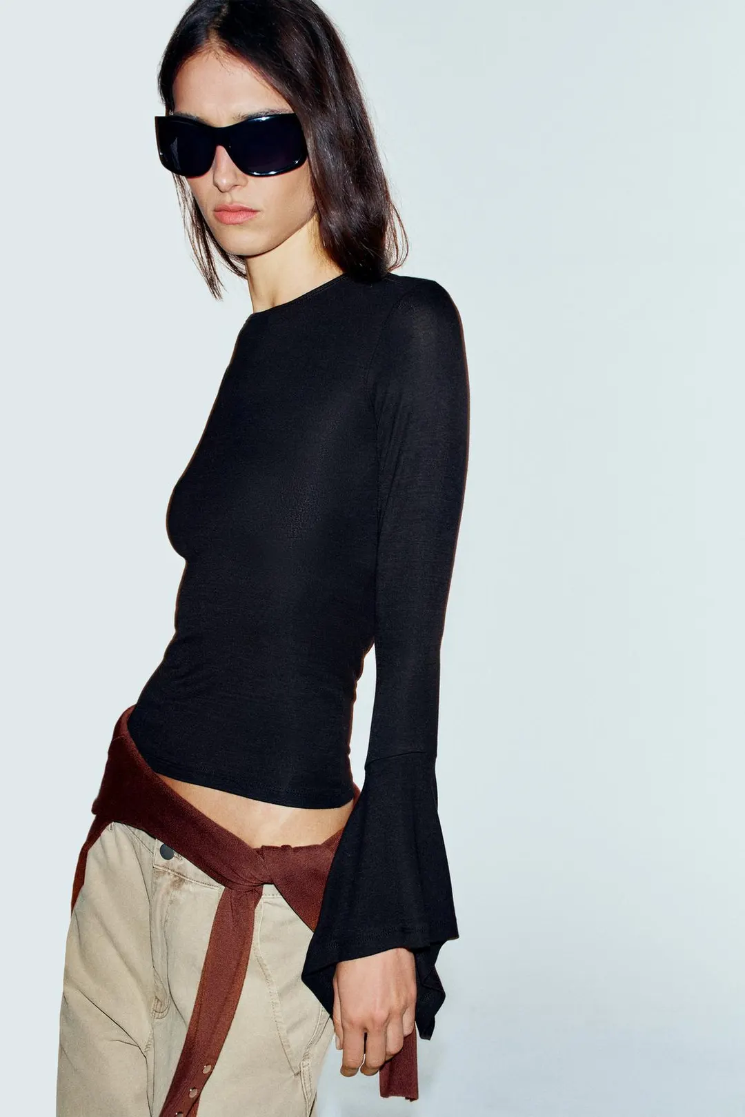 Футболка с рукавами с оборками, Zara