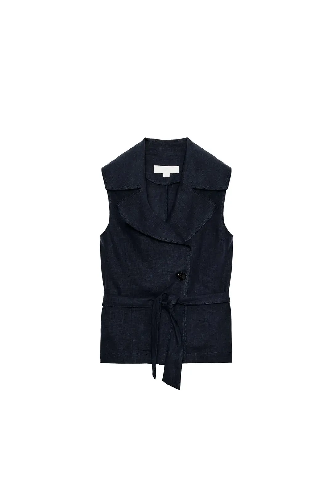 Жилет из смесового льна с поясом, Zara
