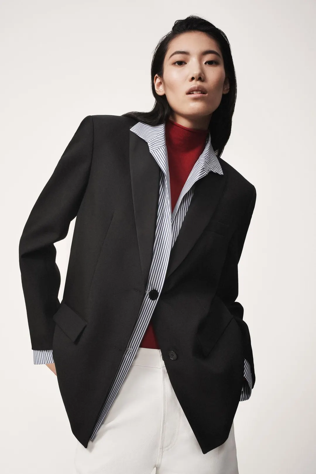 Блейзер из 100% шерсти с комбинированными деталями The Item Zara Woman, Zara