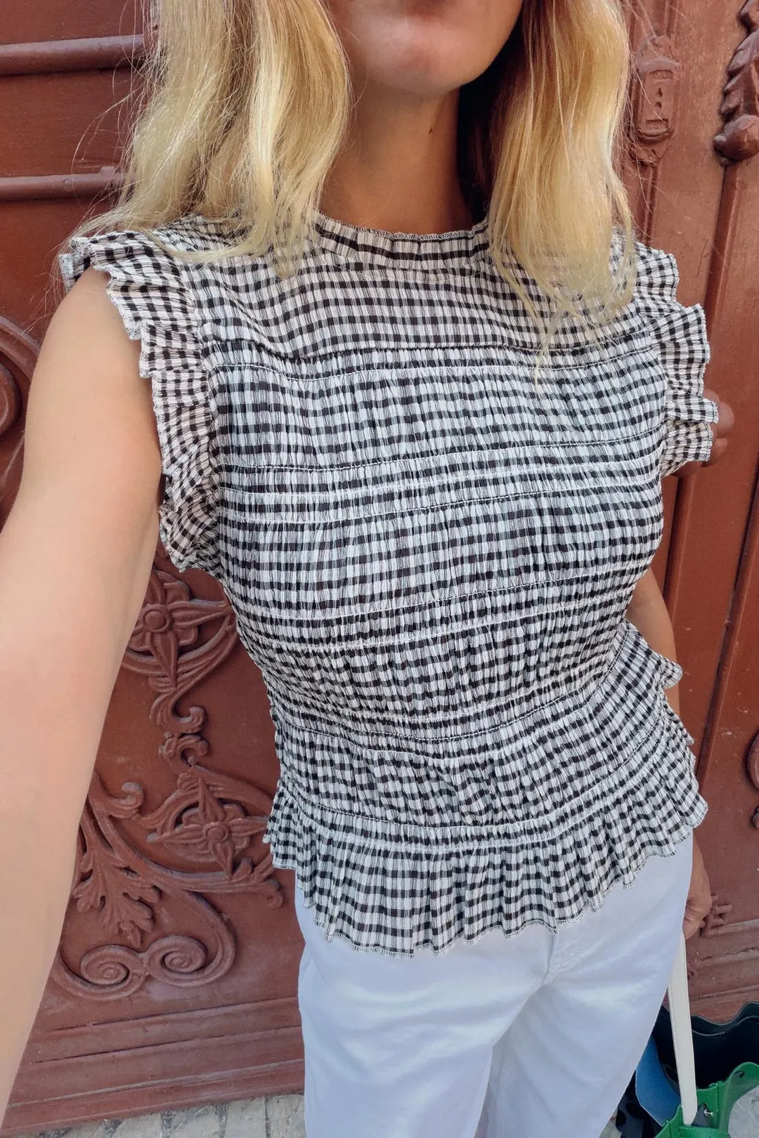 Топ в клетку виши со сборками, Zara