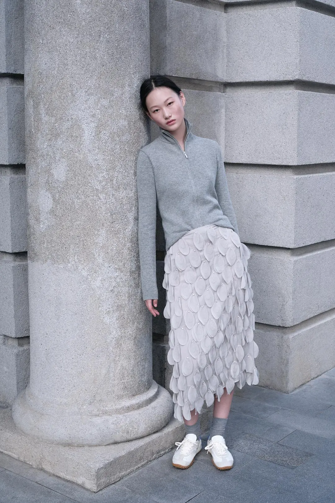 Юбка миди ZW Collection с бусинами, Zara
