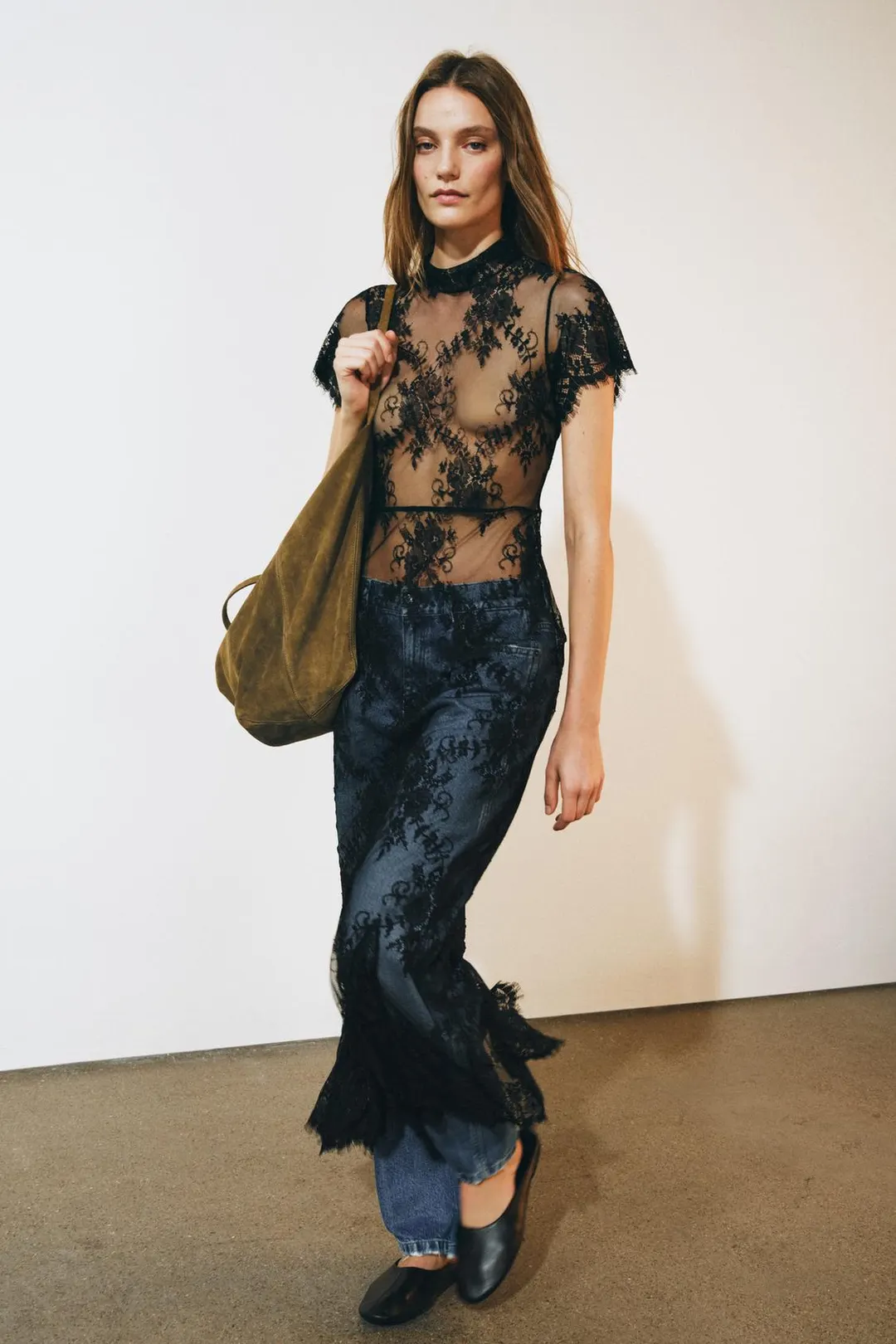 Платье длинное кружевное ZW Collection, Zara