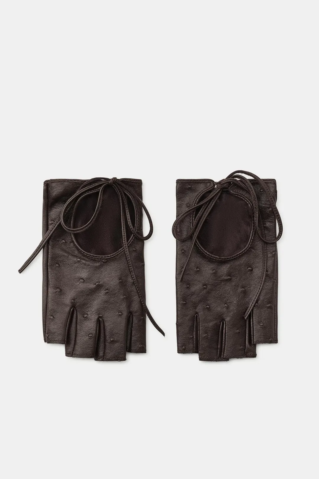 Митенки из 100% кожи с завязками, Zara