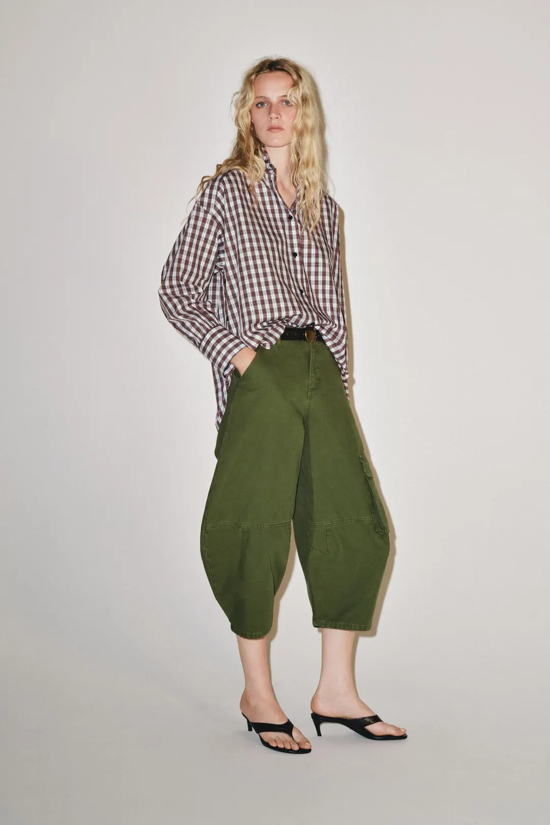 Рубашка оверсайз в клетку ZW Collection, Zara