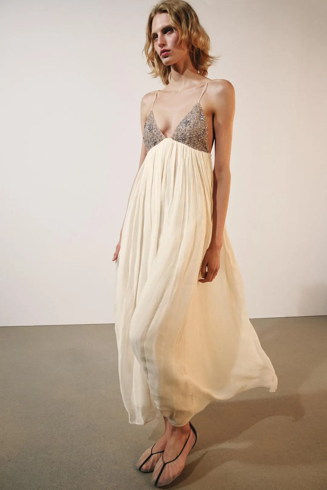 Платье миди с бисером ZW Collection, Zara