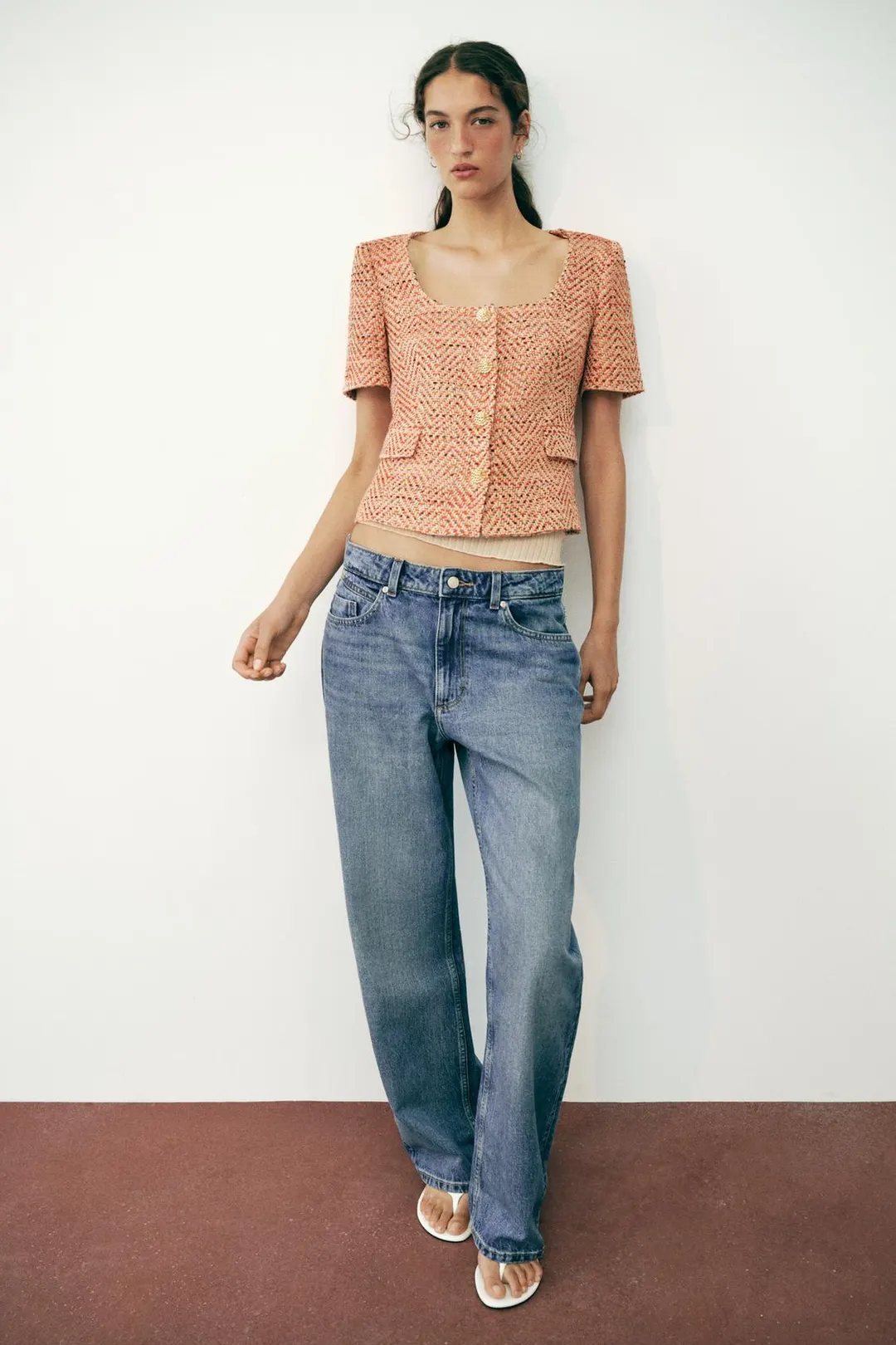 Пиджак с круглым вырезом и короткими рукавами, Zara