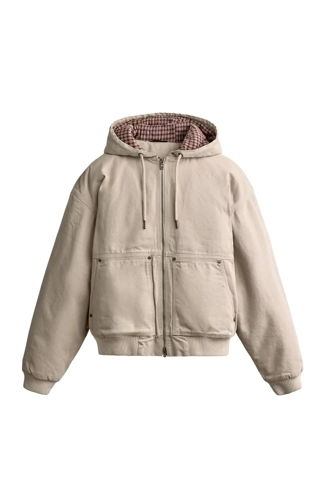 Утепленная куртка с контрастным капюшоном, Zara
