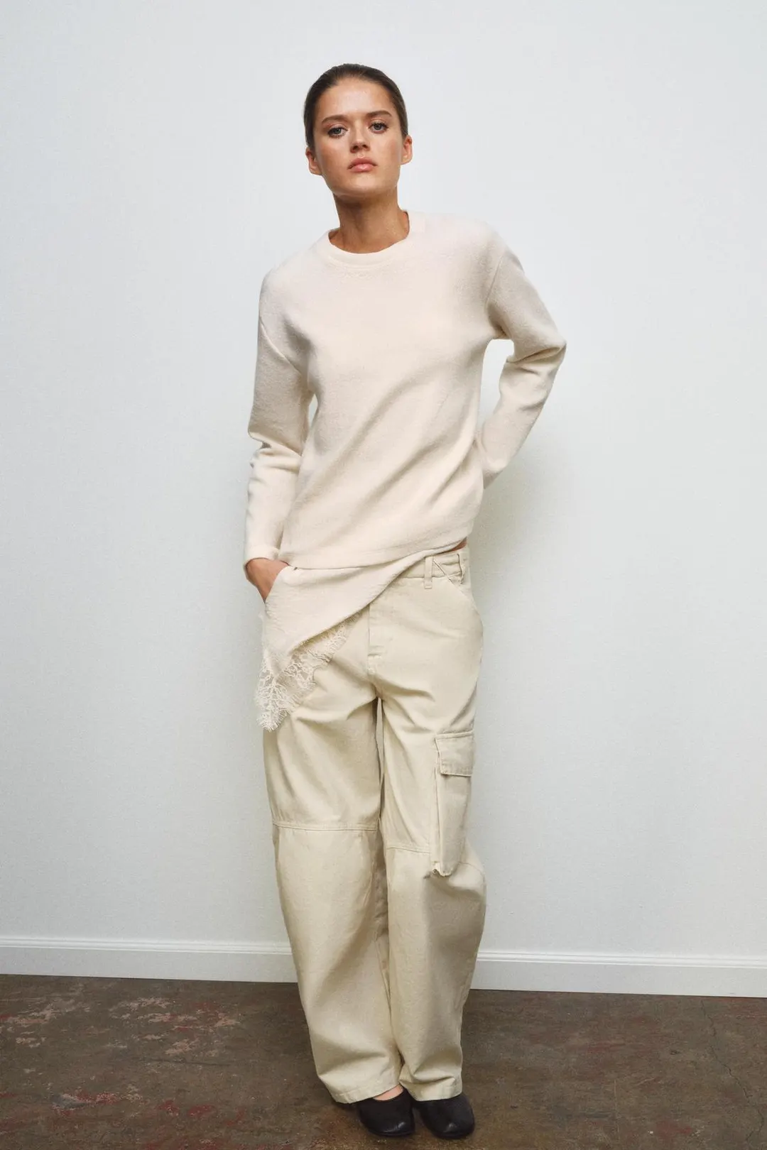 Топ комбинированный с кружевом, Zara