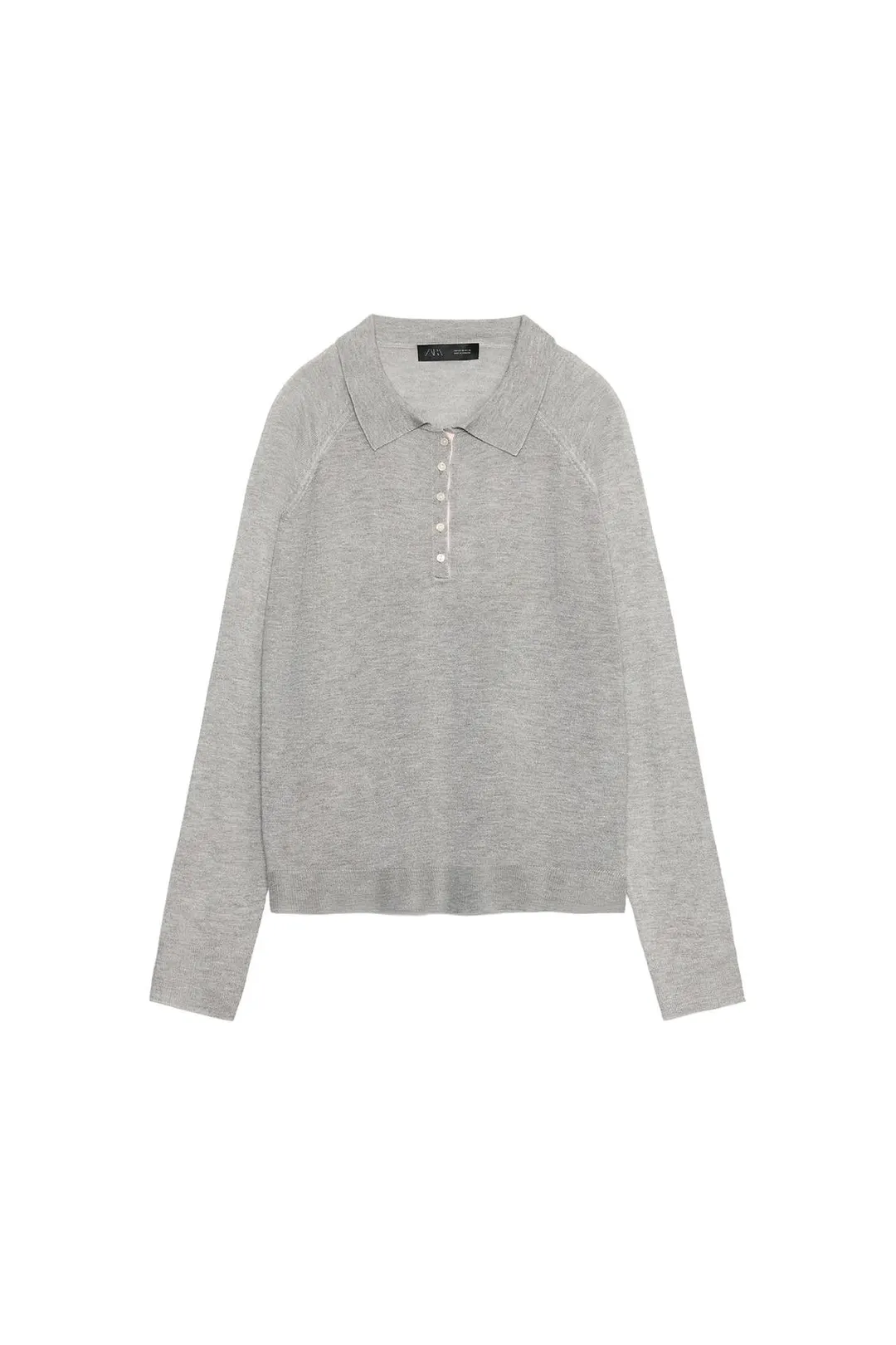 Однотонный вязаный свитер-поло, Zara