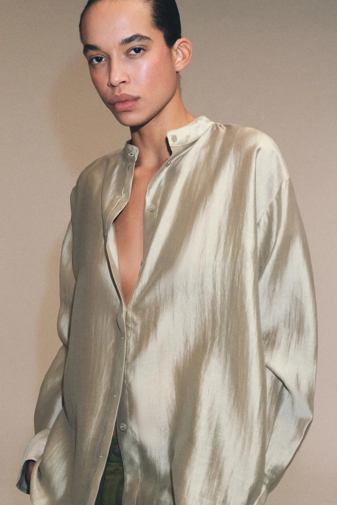 Рубашка с воротником-стойкой ZW Collection, Zara