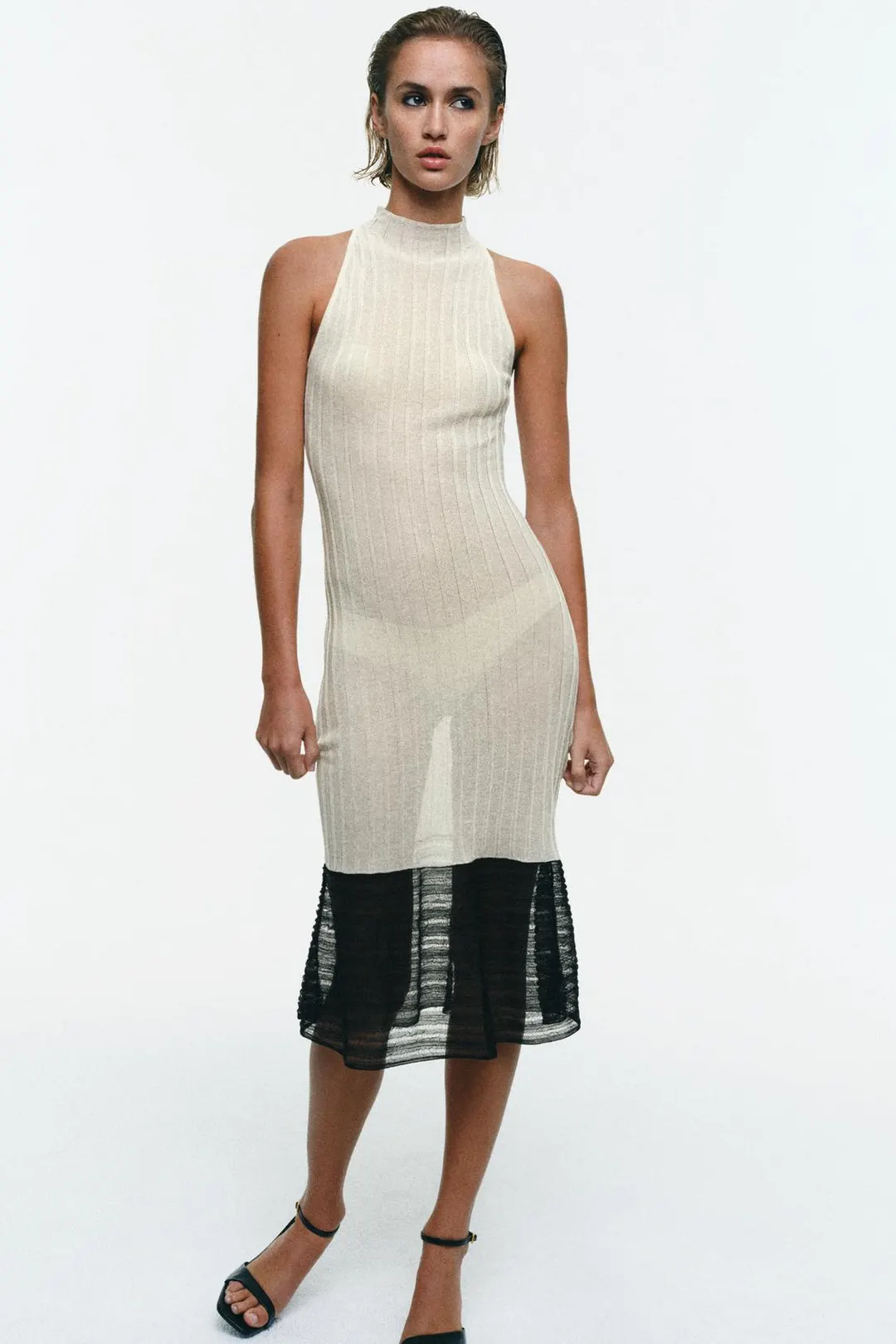 Платье комбинированное вязаное, Zara