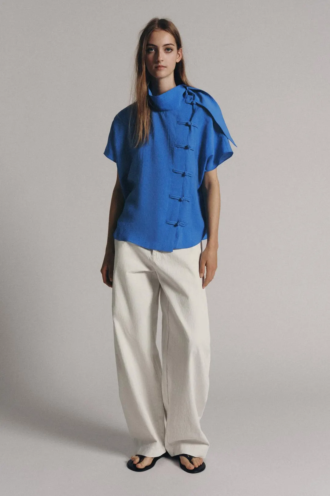 Рубашка ZW COLLECTION с застежкой на узелки, Zara