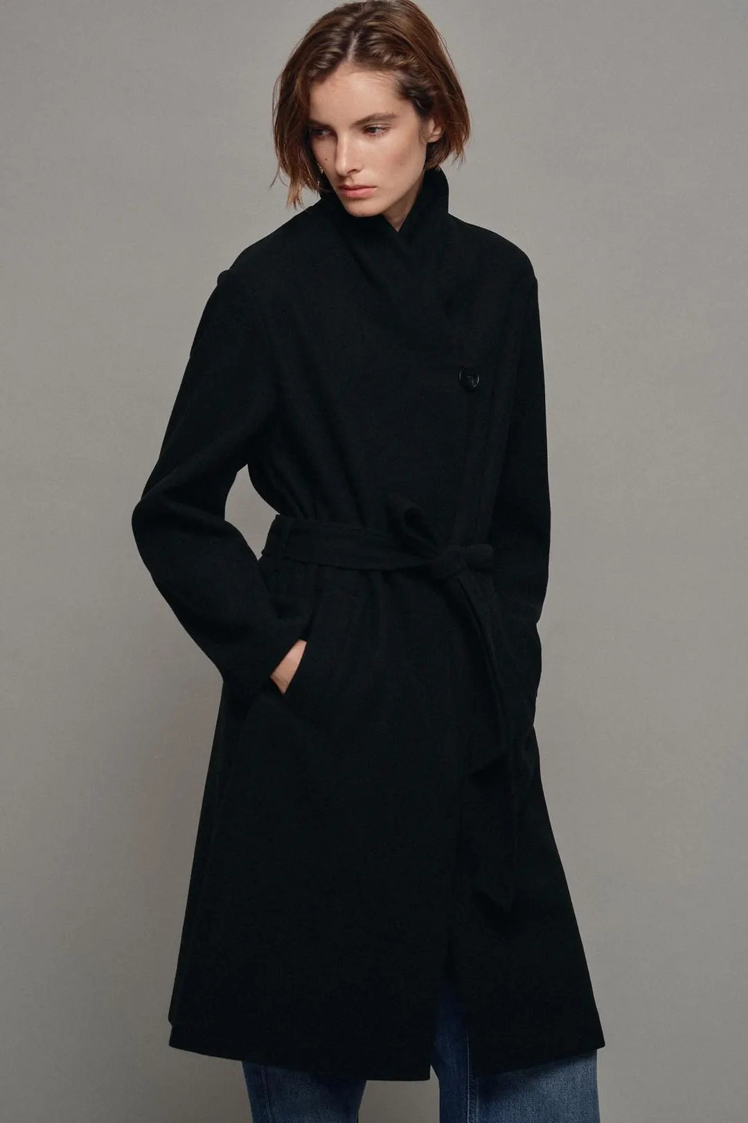 Мягкое пальто с поясом, Zara