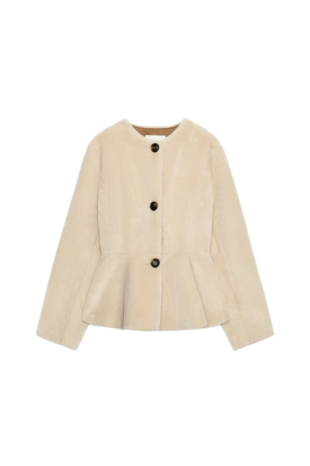 Куртка из искусственного меха с баской, Zara