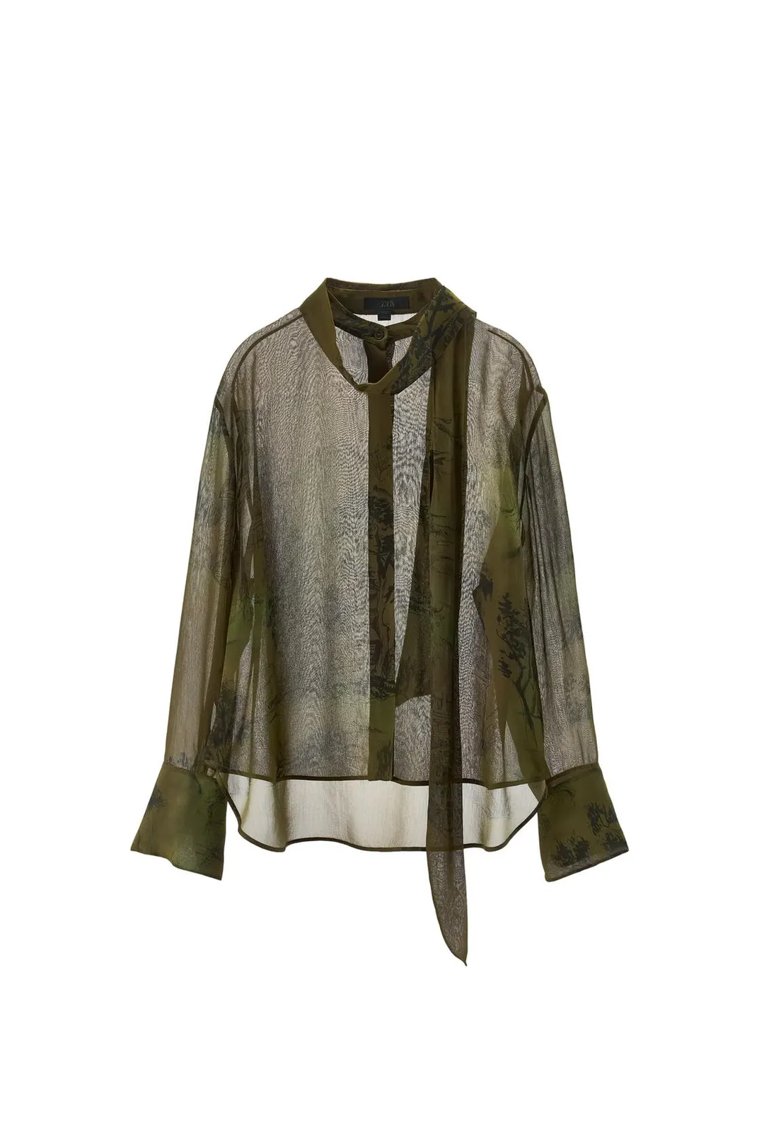 Рубашка с принтом и завязкой ZW Collection, Zara