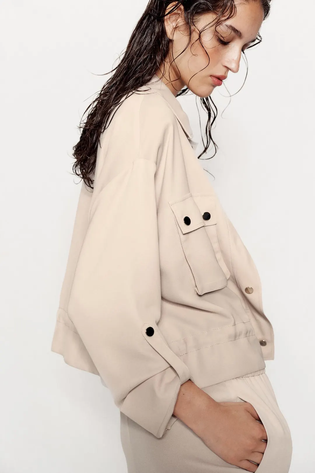 Куртка сафари с подвернутыми рукавами, Zara