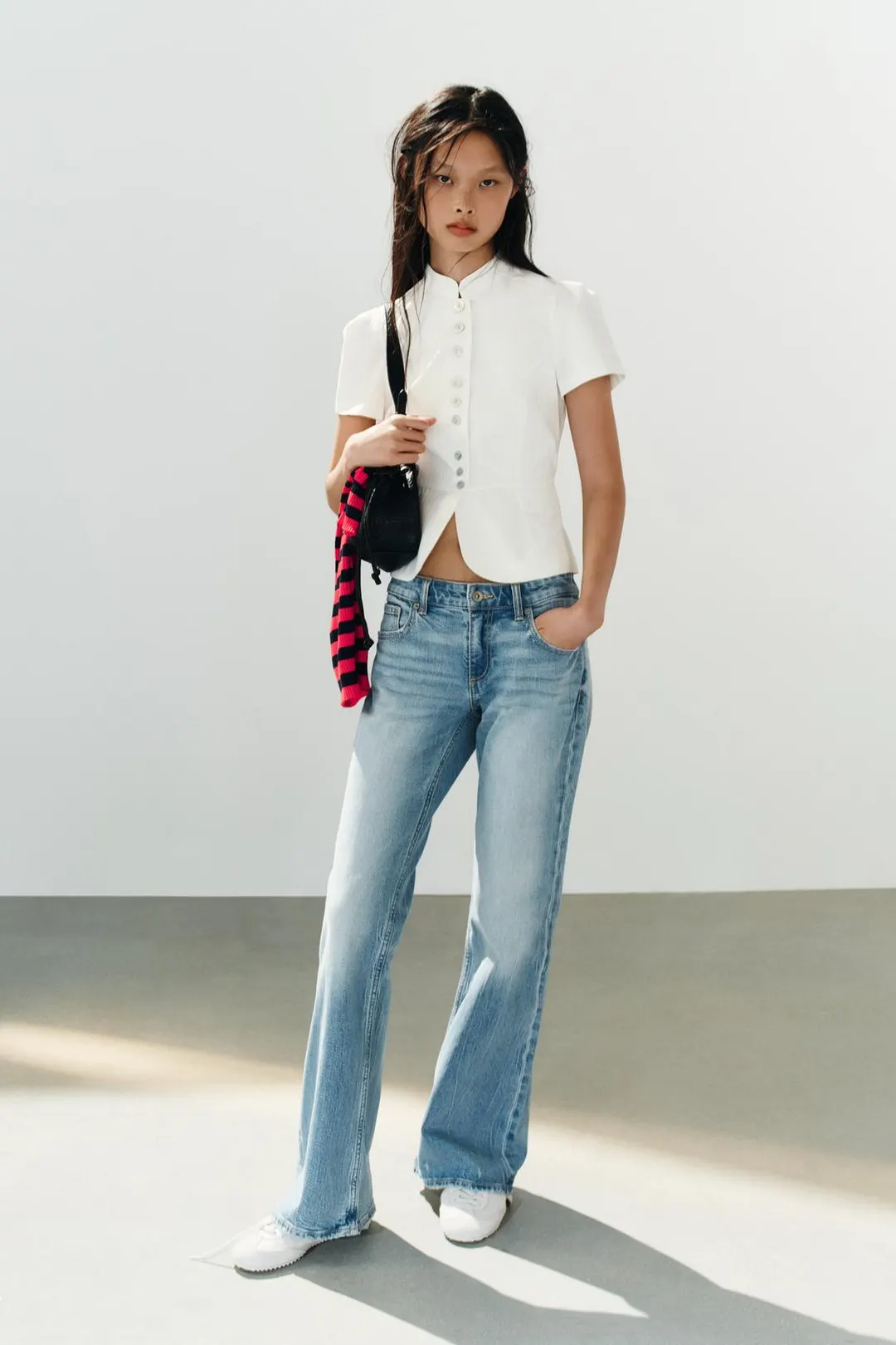 Топ в полоску с баской, Zara