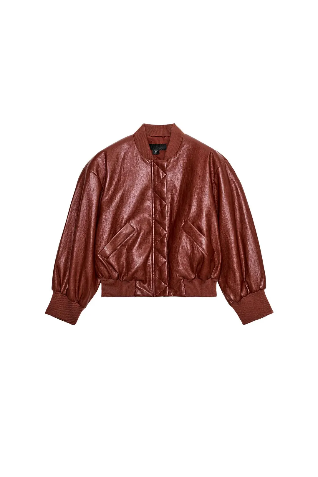 Бомбер под кожу с подплечниками, Zara