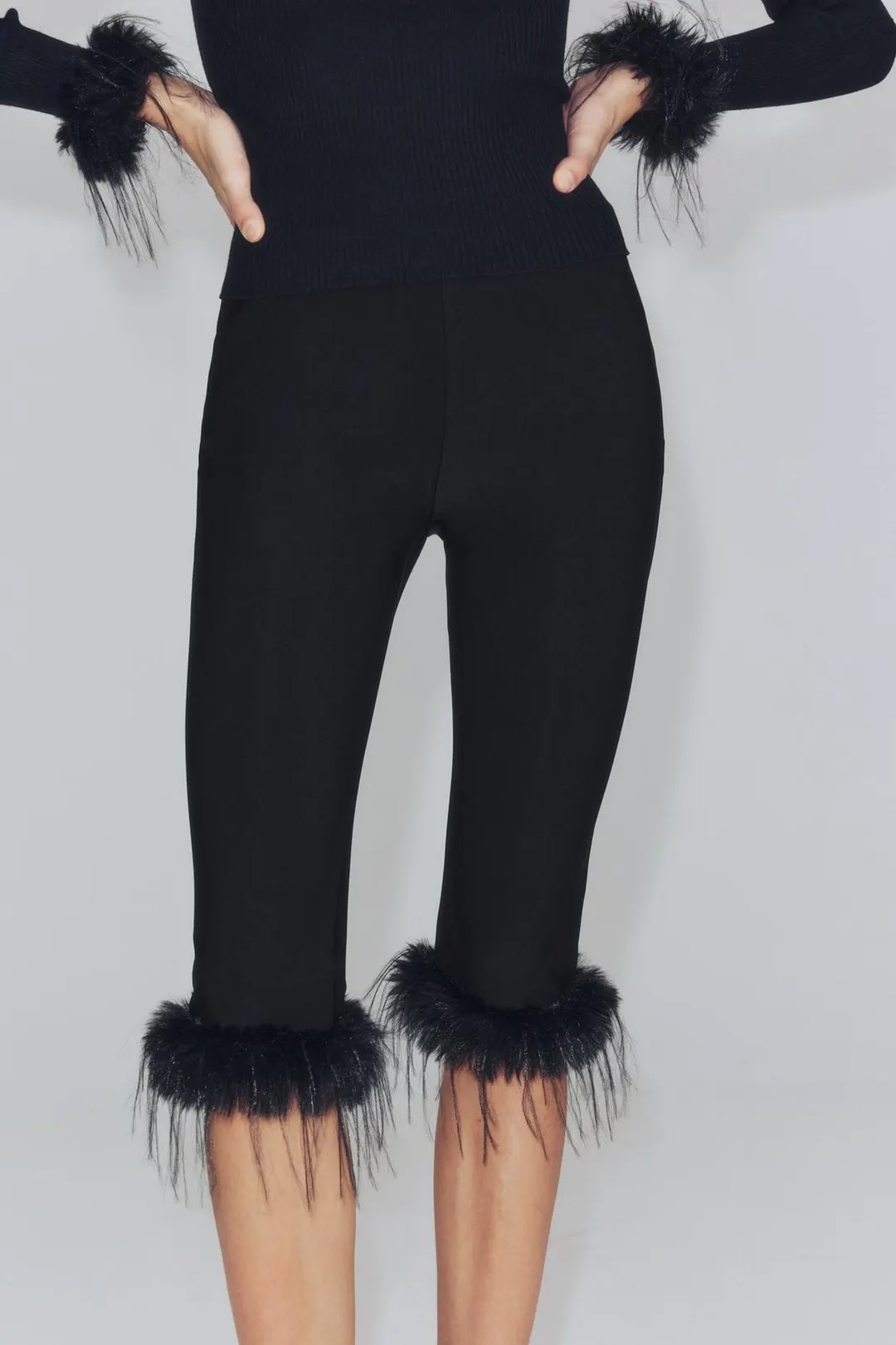 Капри комбинированные с искусственным мехом, Zara