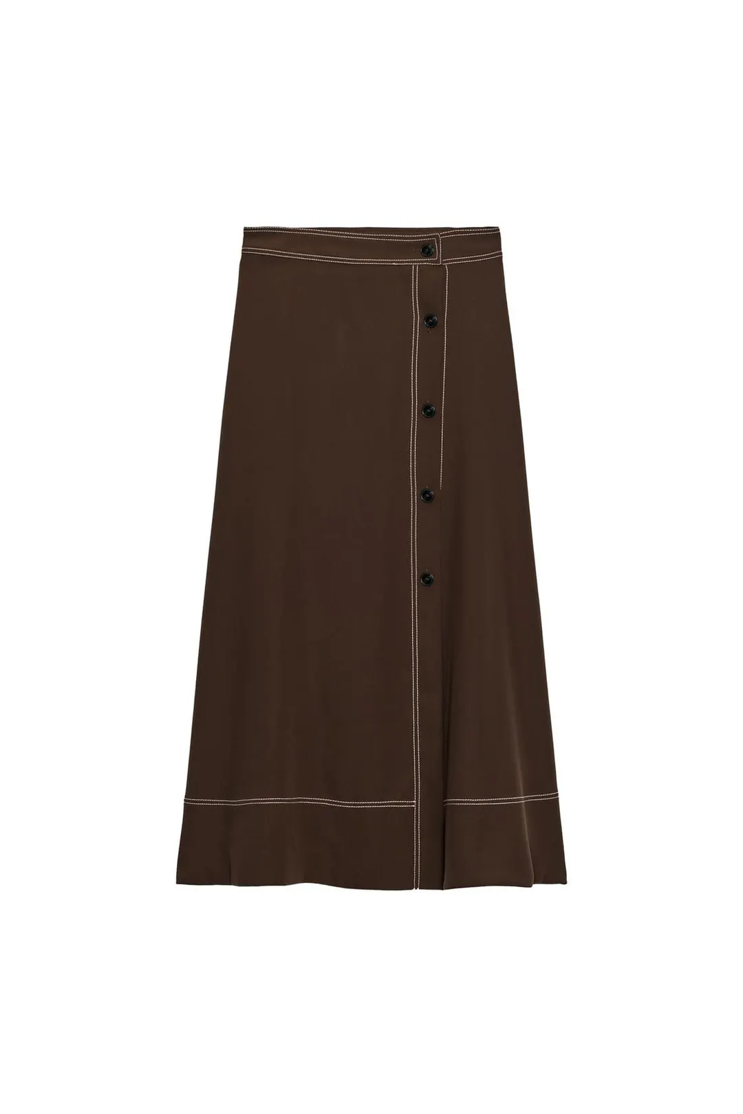 Юбка миди расклешенного кроя с контрастной строчкой, Zara