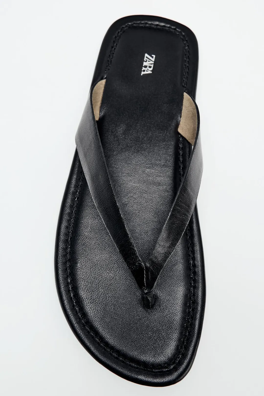 Кожаные сандалии без каблука, Zara