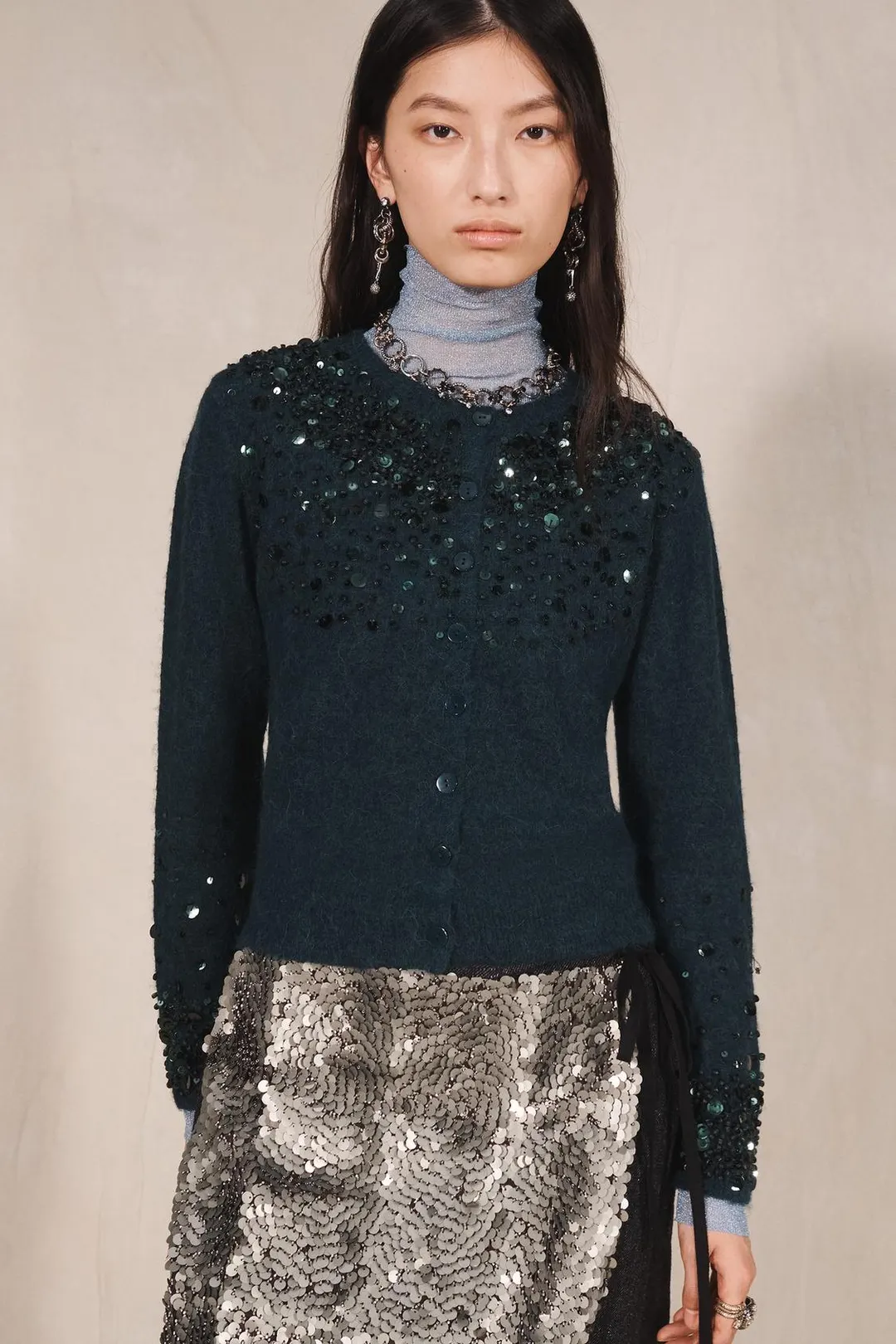 Кардиган из смесовой шерсти и альпаки с пайетками Limited Edition, Zara