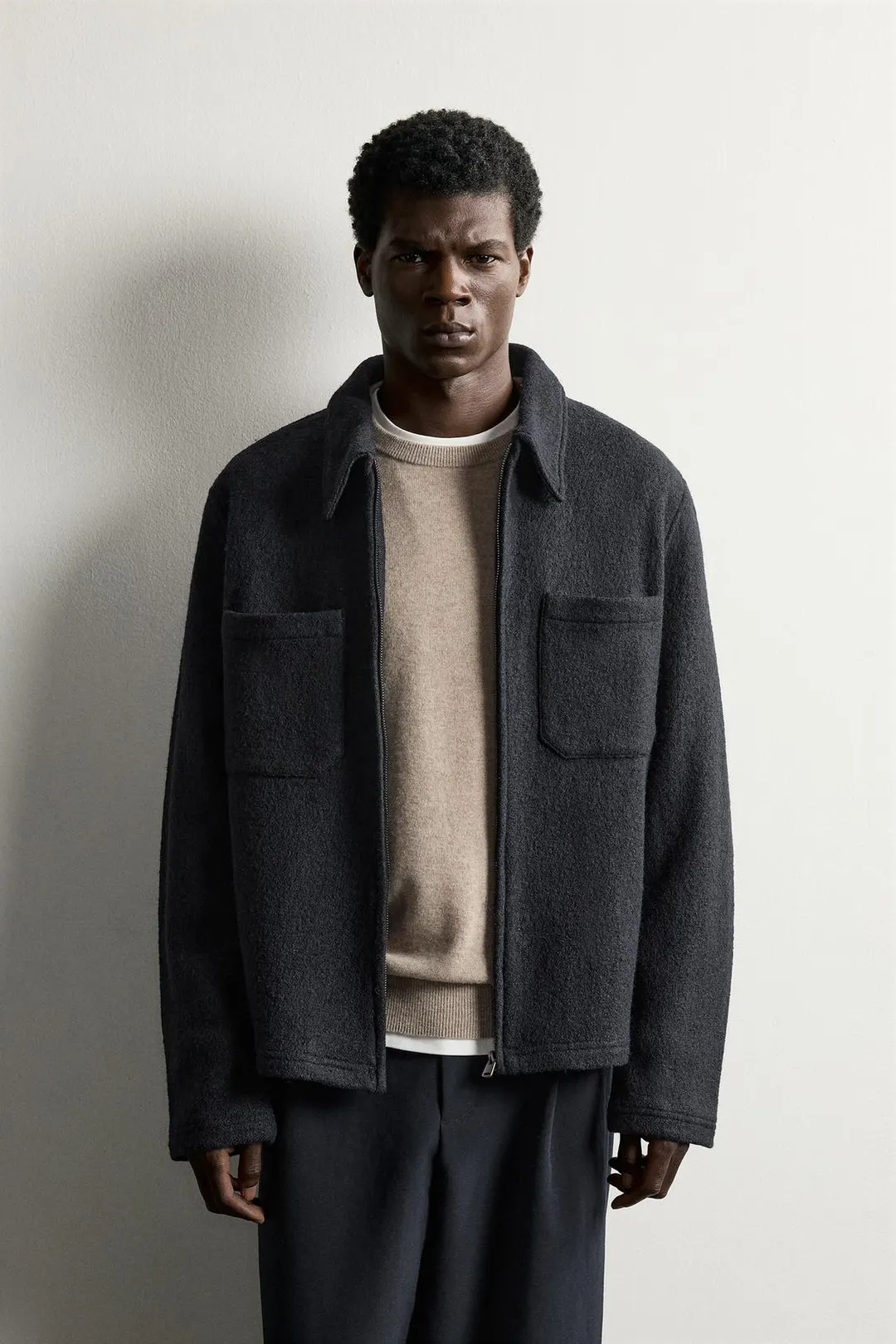 Рубашка фактурная из смеси вискозы и шерсти, Zara