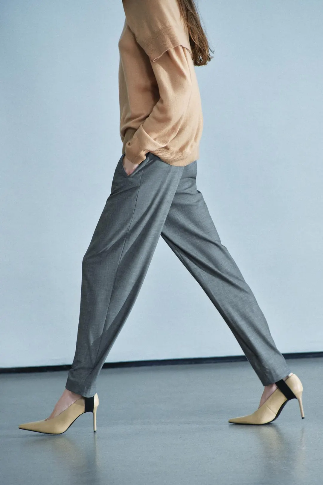 Брюки со штрипками из смесовой шерсти ZW Collection, Zara