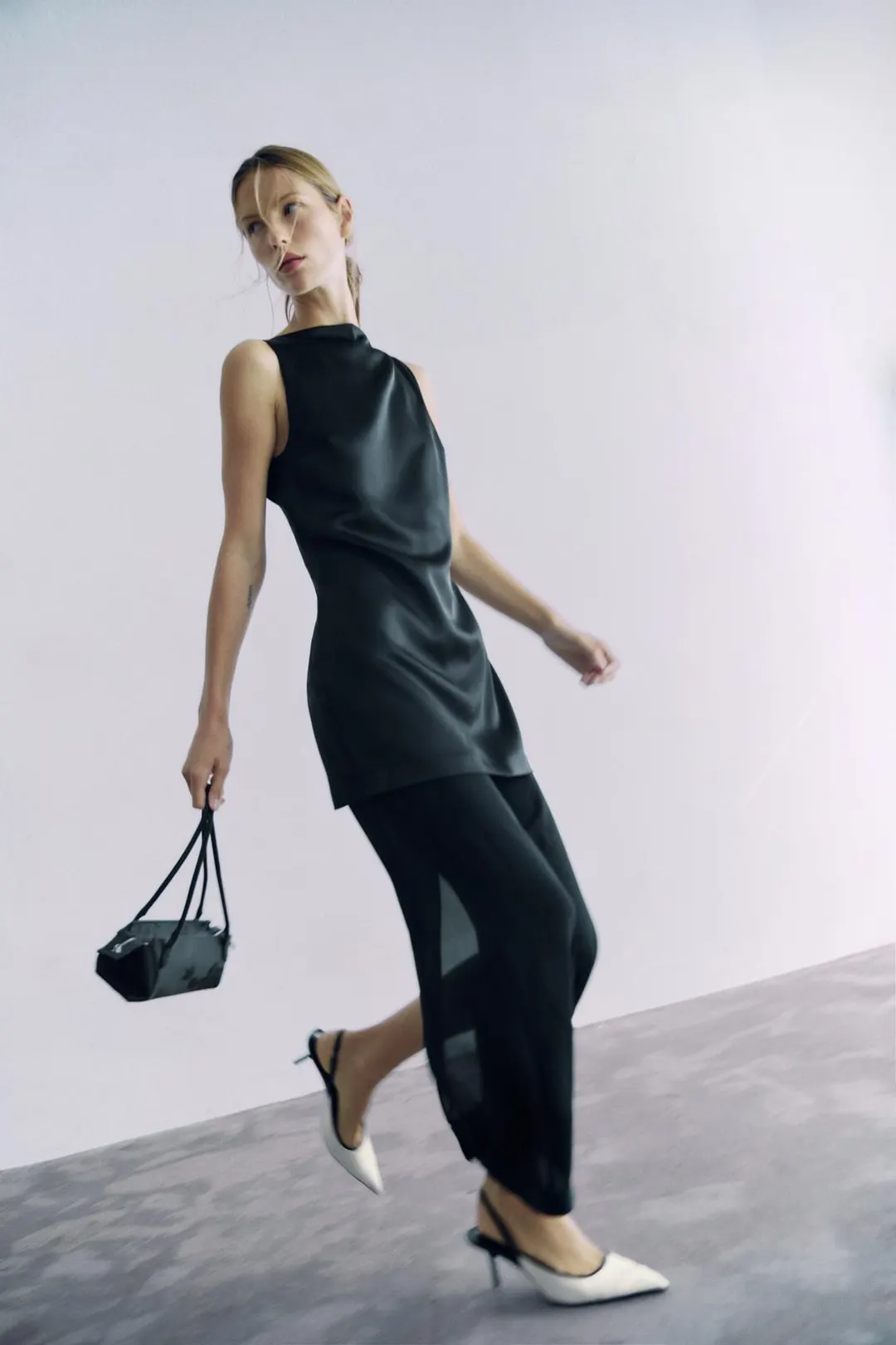 Туфли с открытой пяткой из комбинированных материалов, Zara