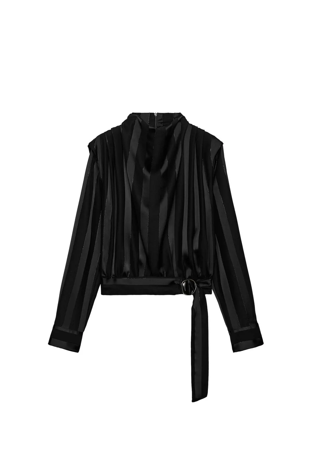 Блузка в полоску с металлизированной нитью и поясом, Zara