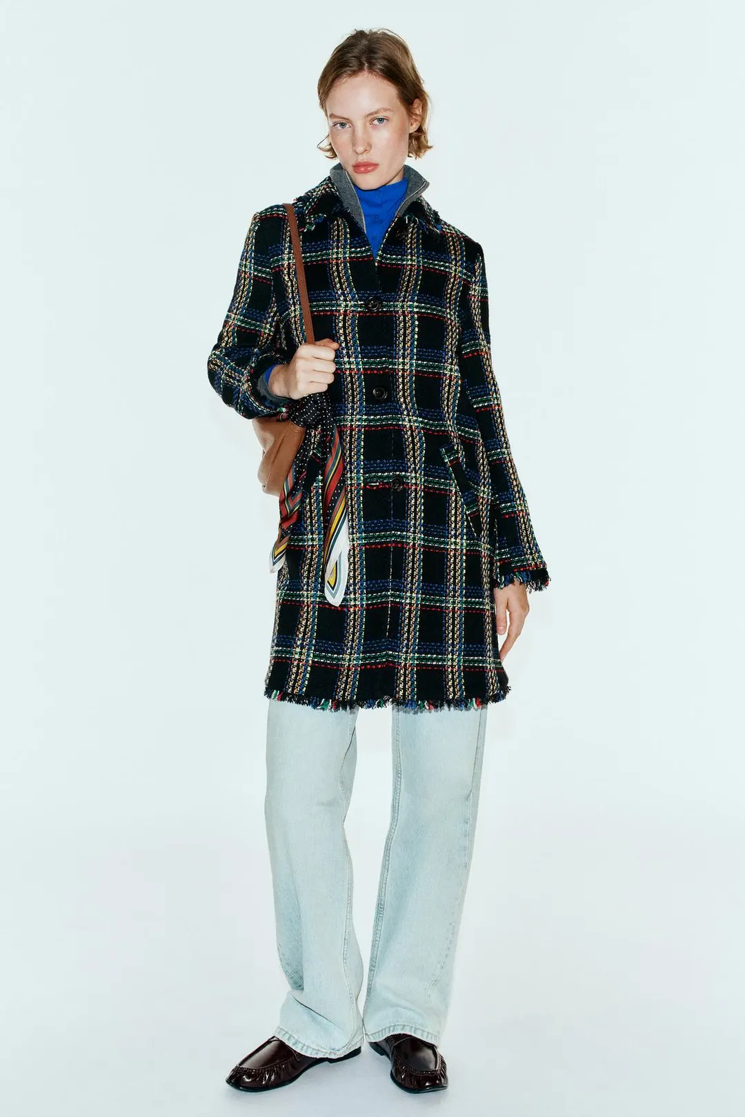 Пальто структурное в клетку, Zara