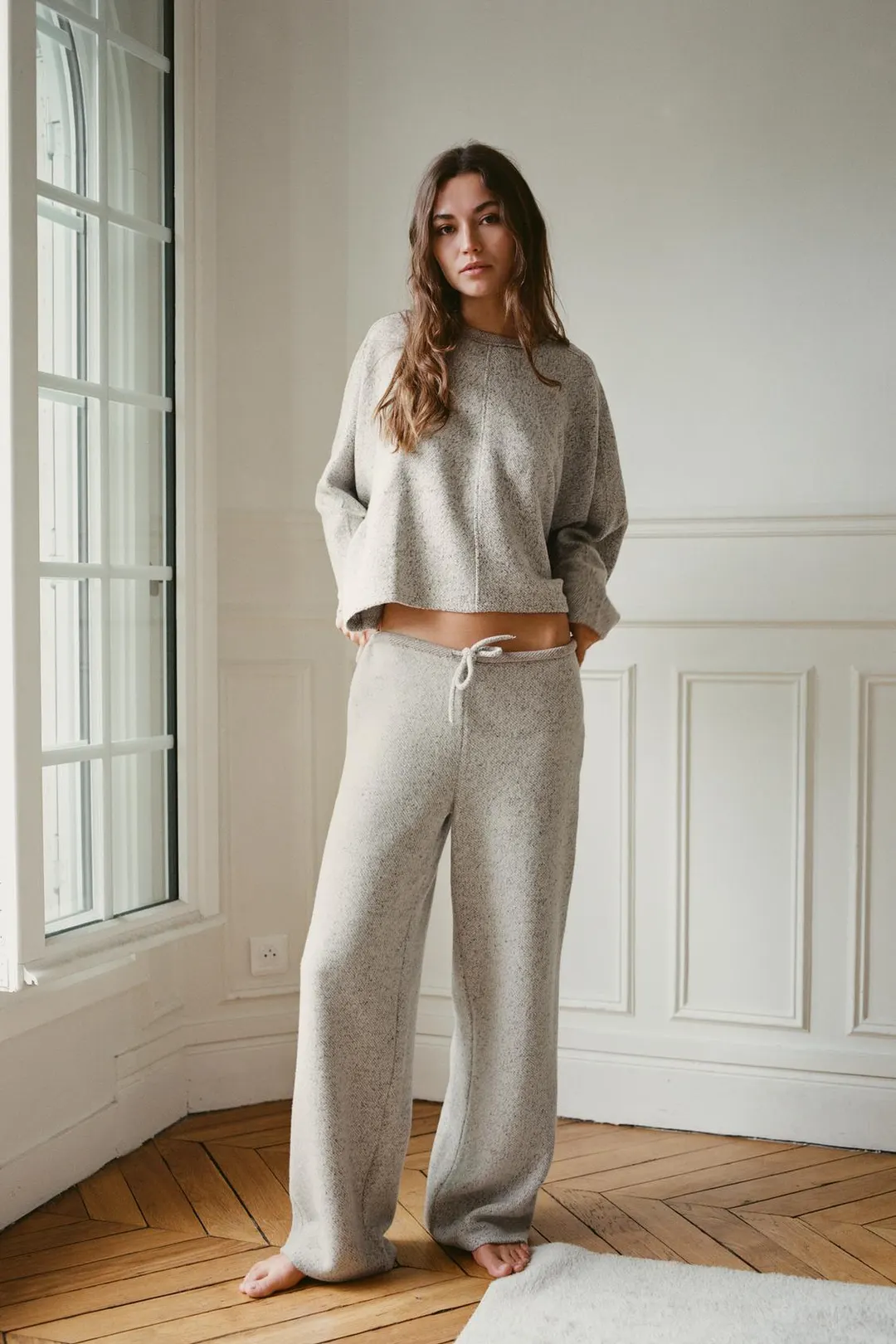 Мягкие меланжевые брюки, Zara