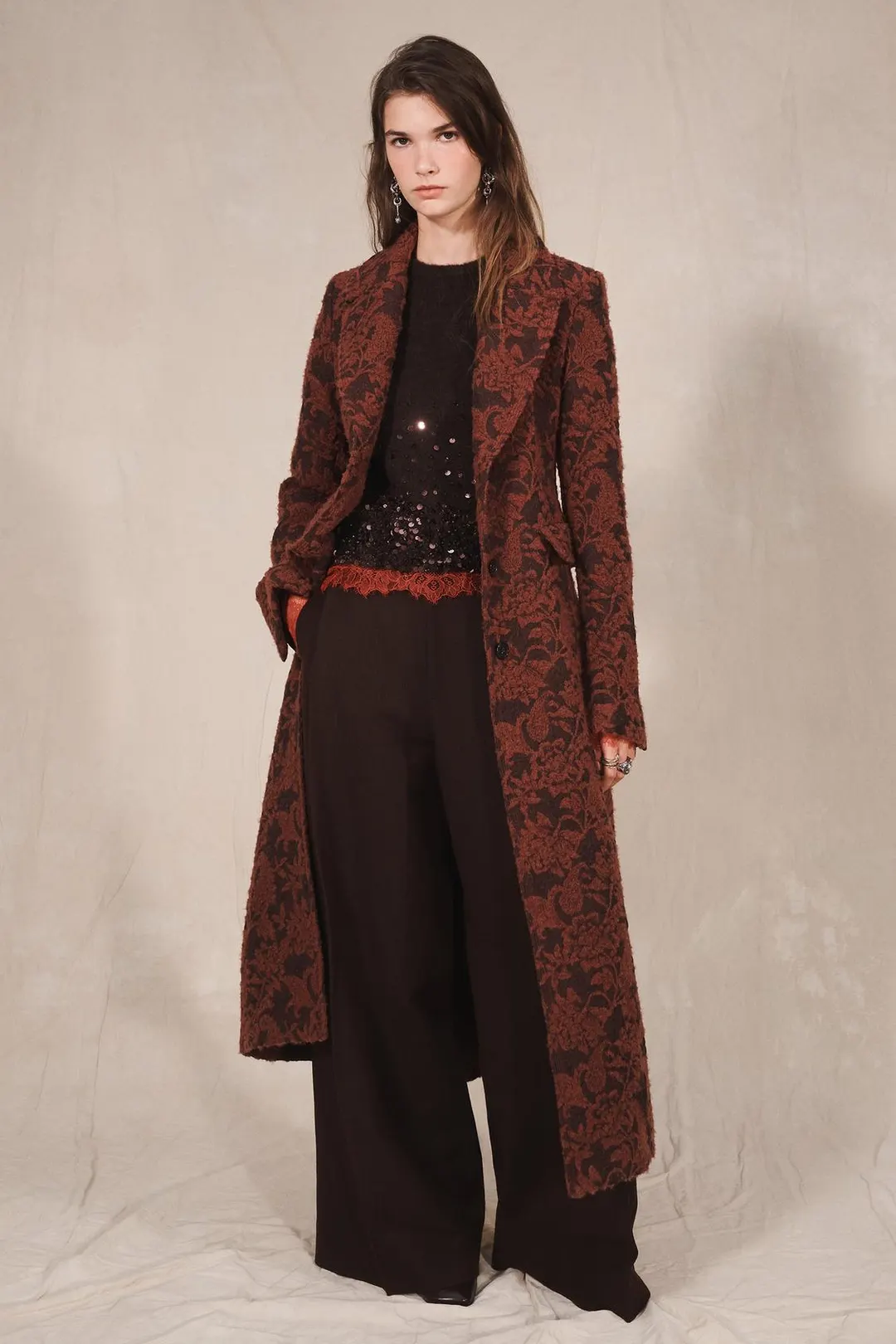 Длинное жаккардовое пальто из смесовой шерсти Limited Edition, Zara
