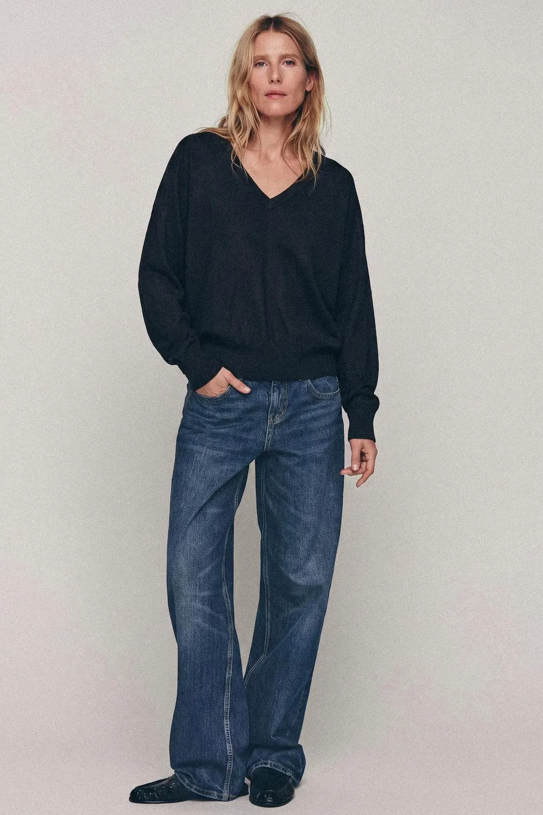 Джемпер из смесовой шерсти с V-образным вырезом, Zara