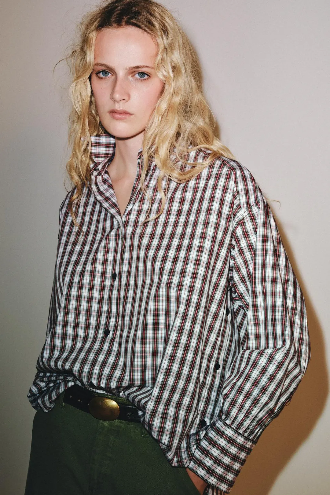 Рубашка оверсайз в клетку ZW Collection, Zara